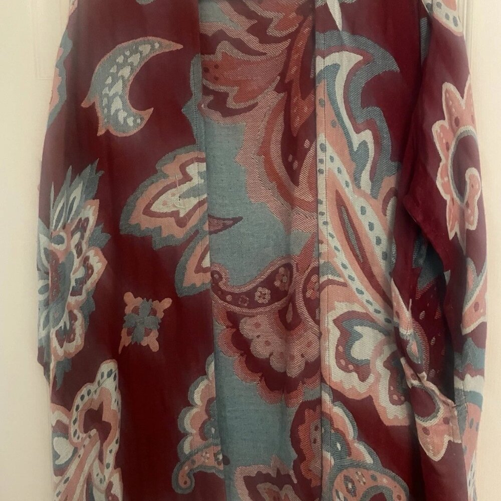 COLLEEN LOPEZ COLORFUL PAISLEY RUANA WITH FRINGE - OS